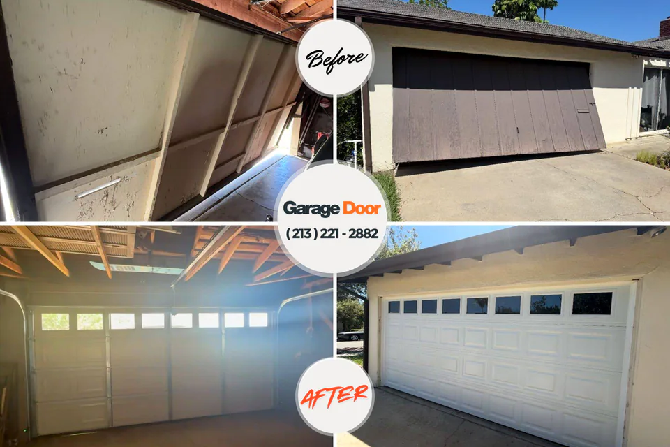Before and after: garage door repair Rural Hall, NC